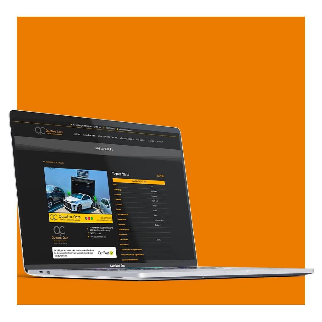 Aperçu du site internet réalisé par Blue Pixel pour Quattro Cars