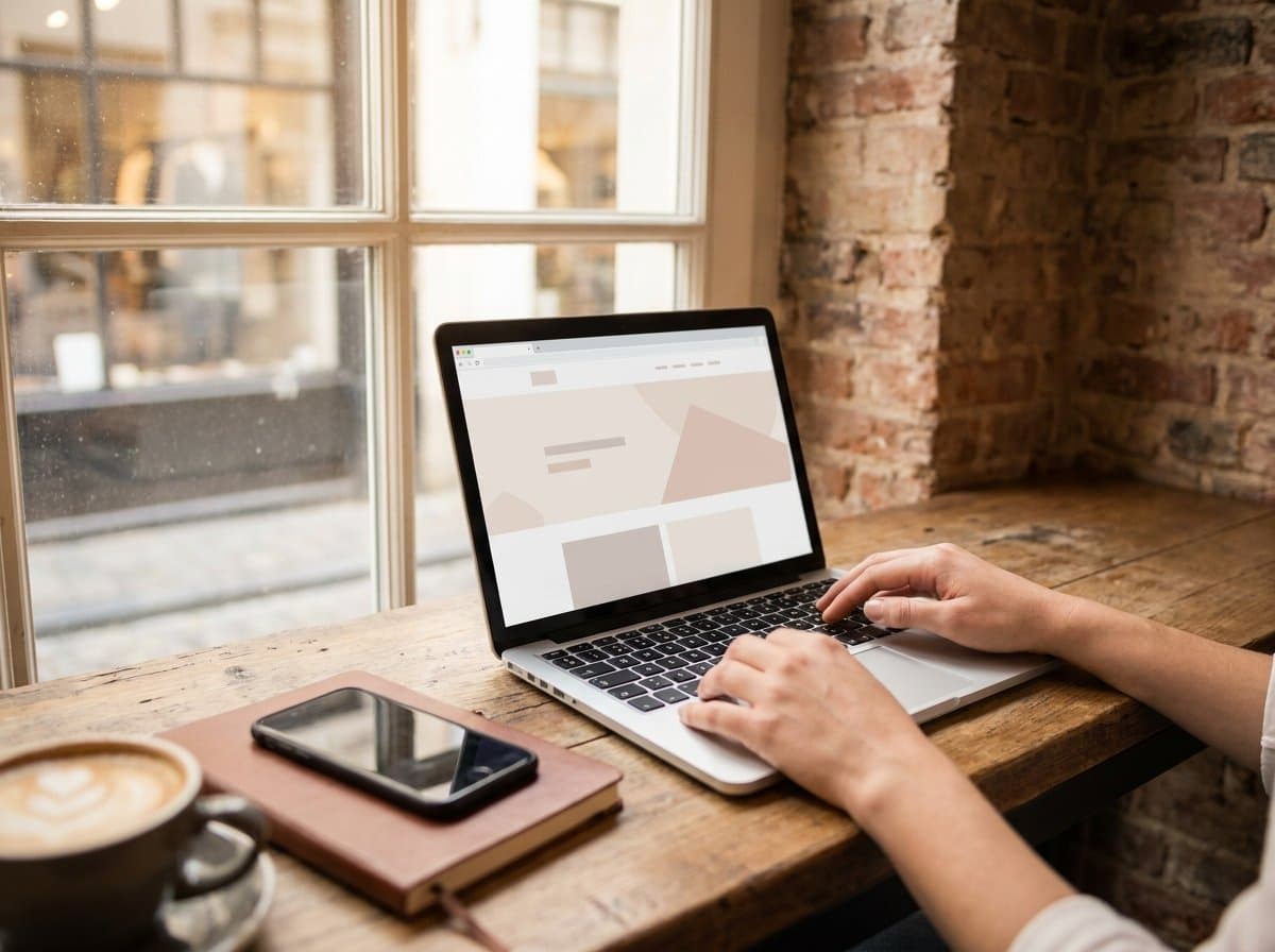 Commerçant de Verviers consultant son site internet sur un ordinateur portable